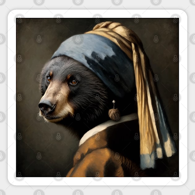 Wildlife Conservation - Pearl Earring Black Bear Meme Sticker by Edd Paint Something